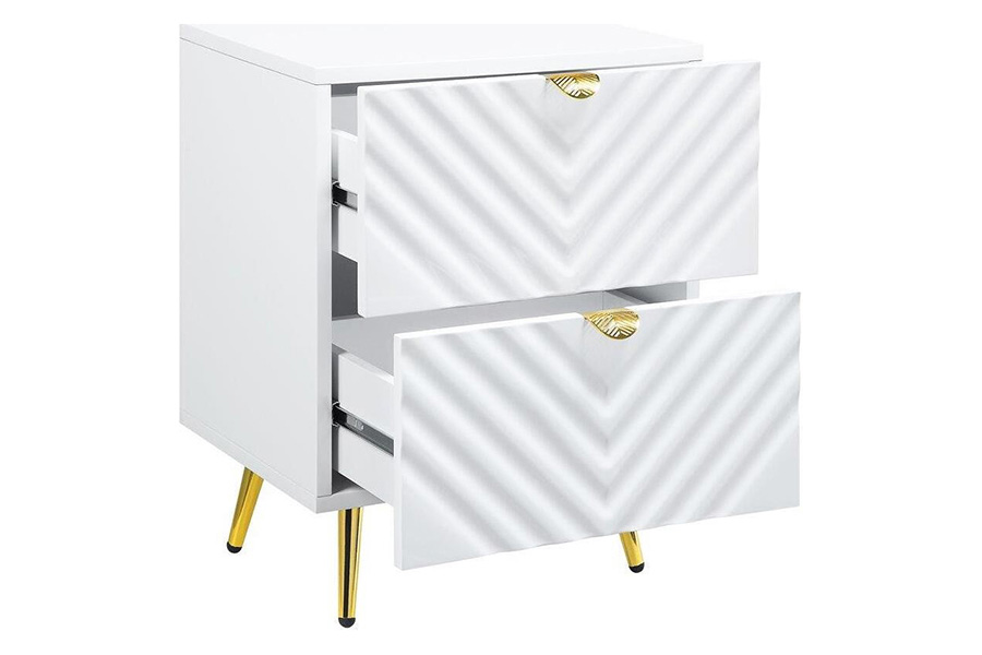 ACME Gaines Nightstand - White High Gloss Finish