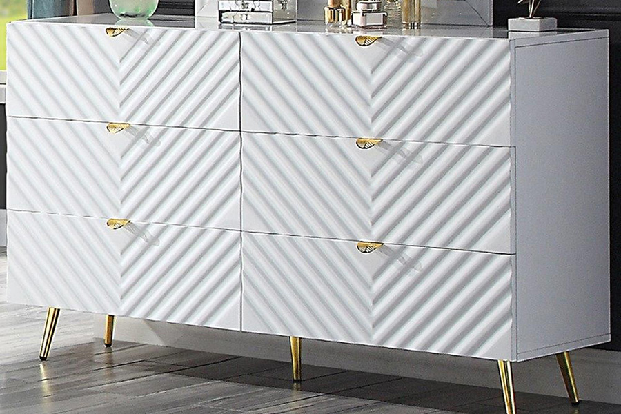 ACME Gaines Dresser - White High Gloss Finish