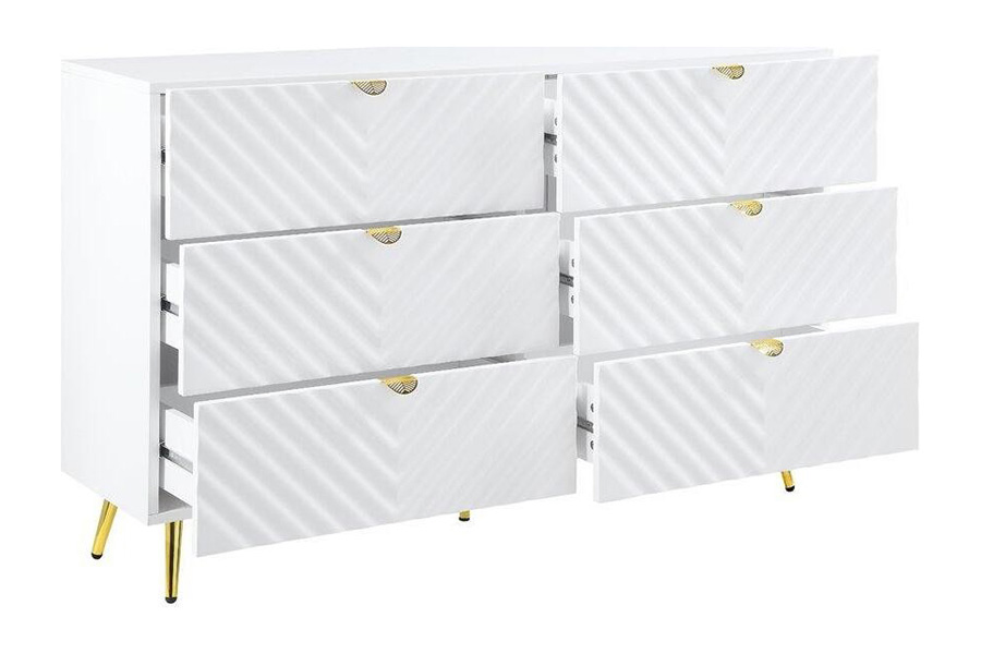 ACME Gaines Dresser - White High Gloss Finish