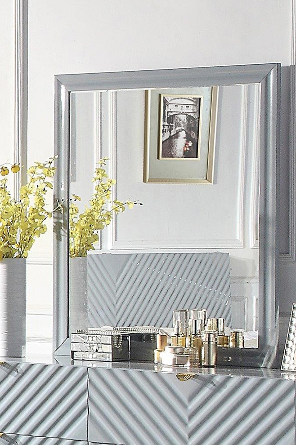 ACME Gaines Mirror - Gray High Gloss Finish