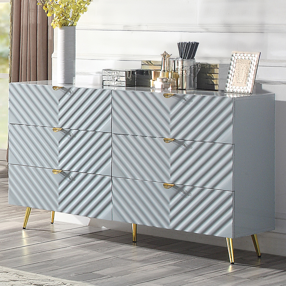 ACME - Gaines Dresser in Gray High Gloss