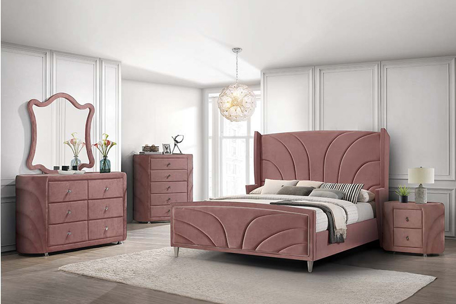 ACME Salonia Queen Bed - Pink Velvet