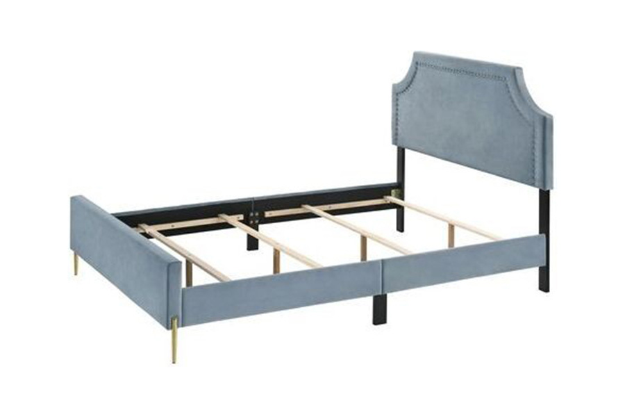 ACME Milla Eastern King Bed - Light Blue Velvet