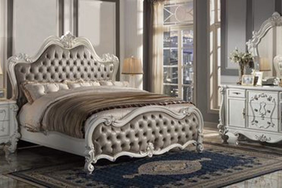 ACME Versailles II Bed - Vintage Gray and Bone White Finish, Eastern King Size