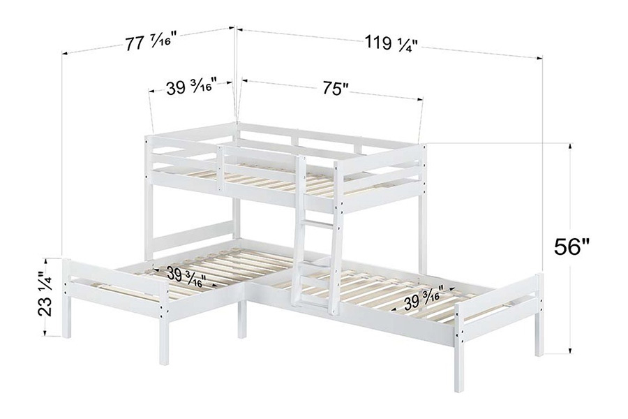 ACME - Manoela Triple Twin Bunk Bed in White