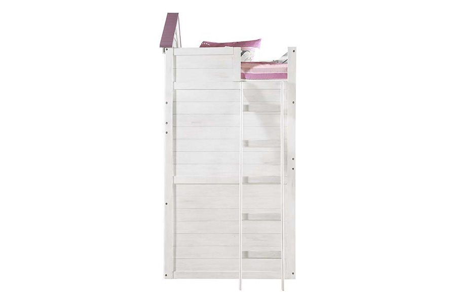 ACME Tree House Twin Loft Bed - Pink and White Finish