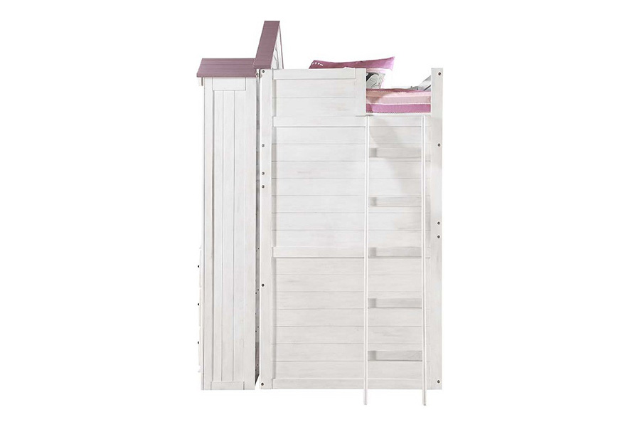 ACME Tree House Twin Loft Bed - Pink and White Finish