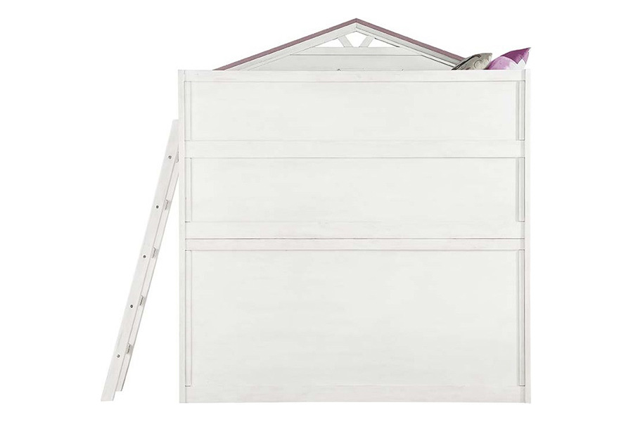 ACME Tree House Twin Loft Bed - Pink and White Finish