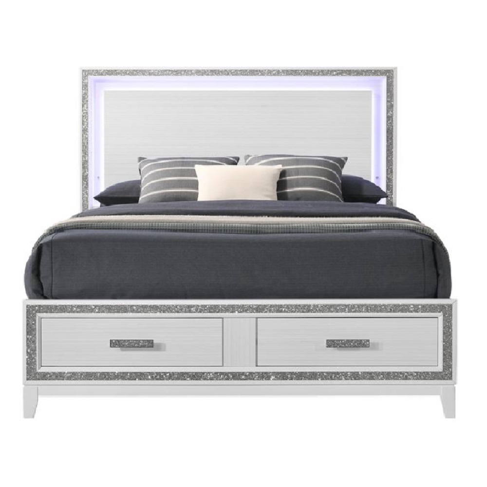 ACME Haiden Queen Bed with Led & Storage - White