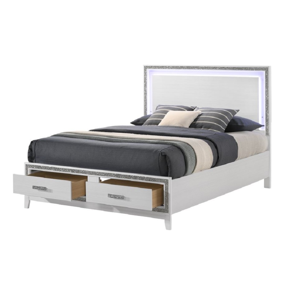 ACME Haiden Queen Bed with Led & Storage - White