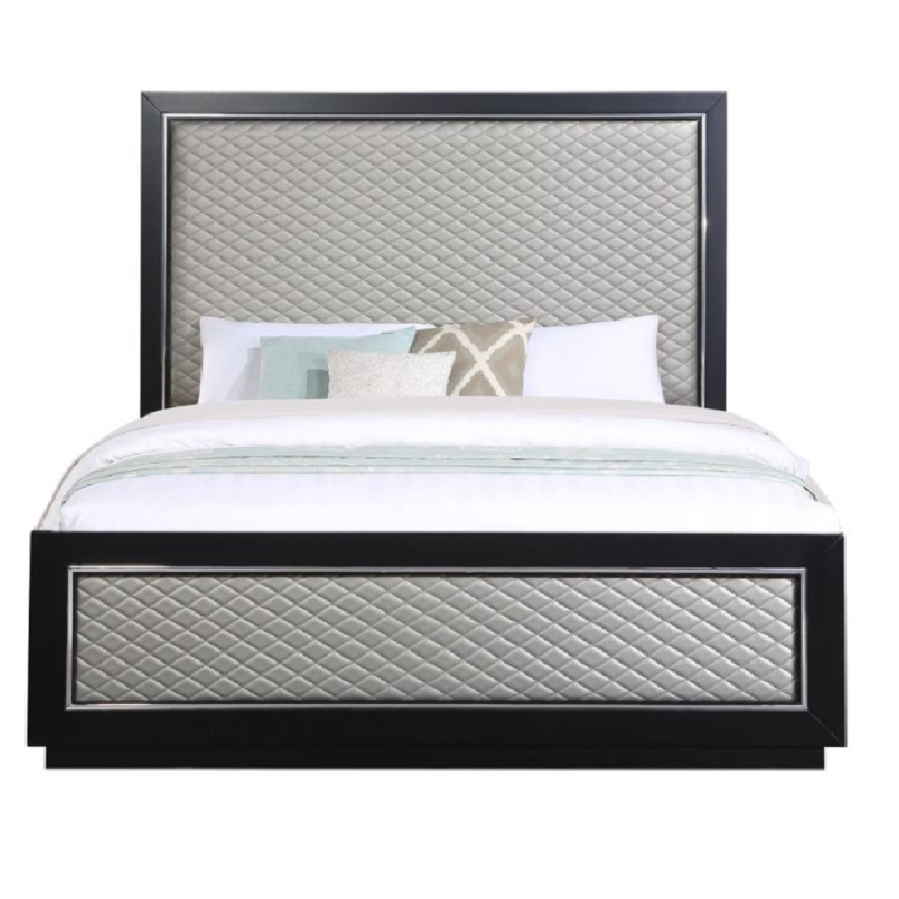 ACME Nicola EK Bed - Silver/Black