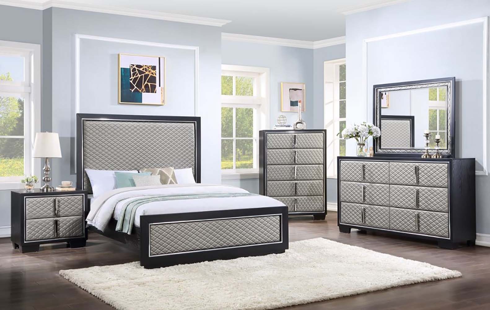 ACME Nicola Queen Bed - Silver/Black