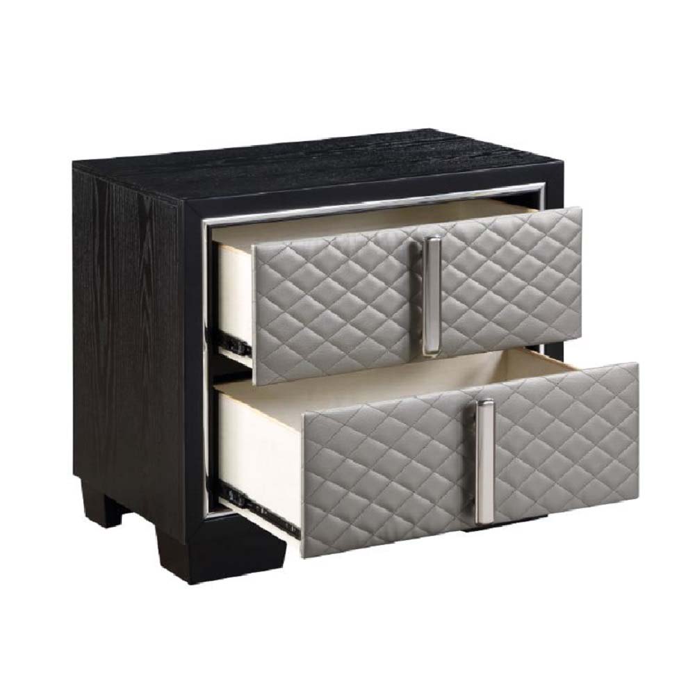 ACME - Nicola Nightstand in Silver/Black