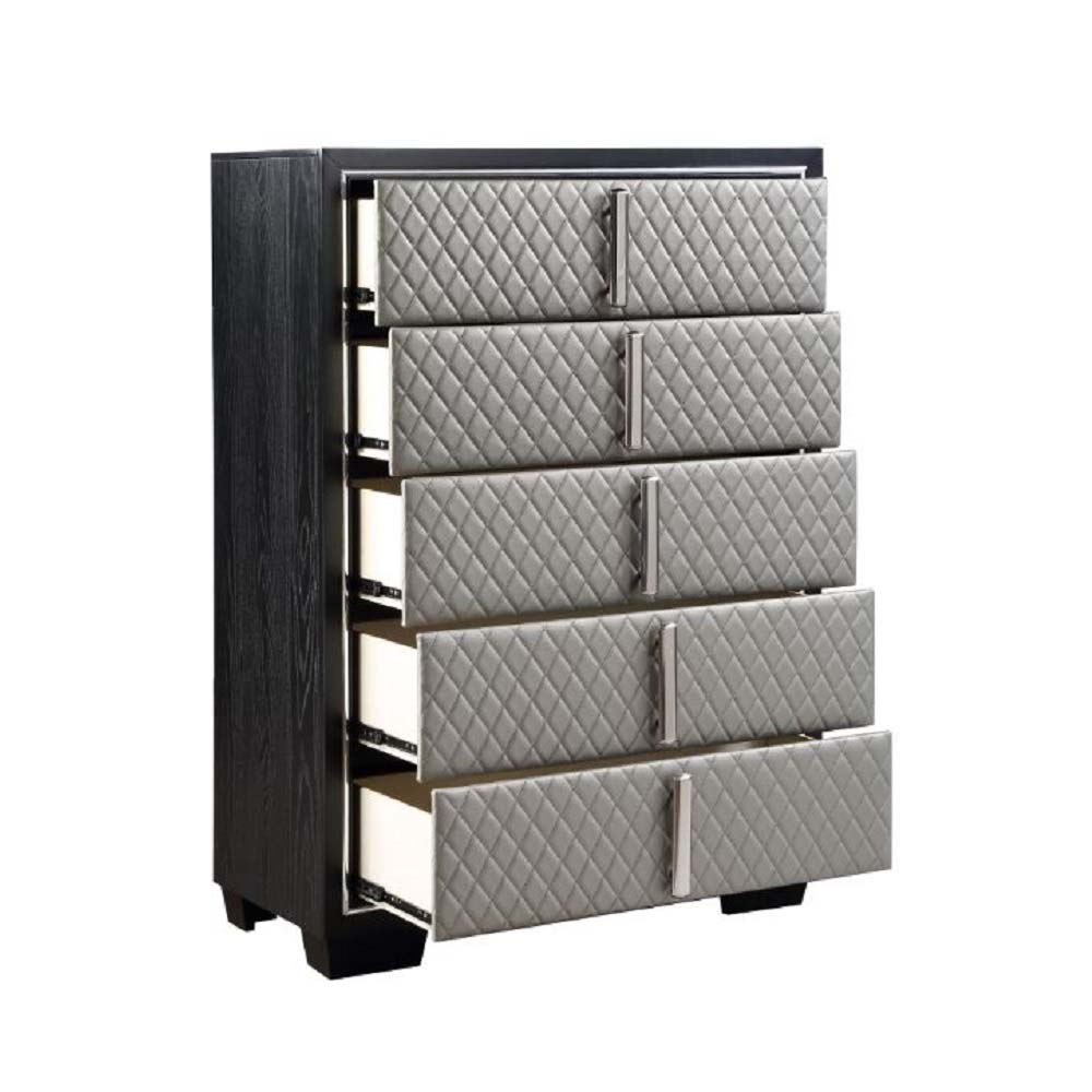 ACME - Nicola Chest in Silver/Black