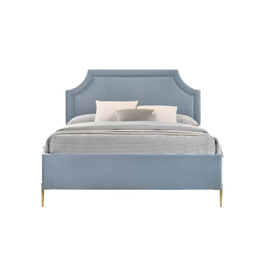 ACME Milla Full Bed - Light Blue Velvet