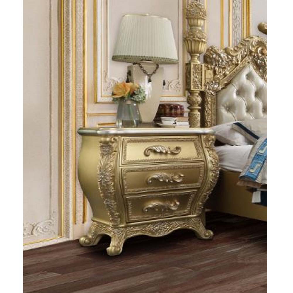 ACME - Cabriole Nightstand in Gold