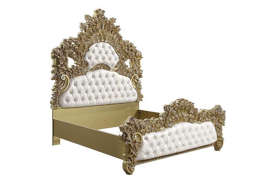 ACME - Bernadette EK Bed in White/Gold