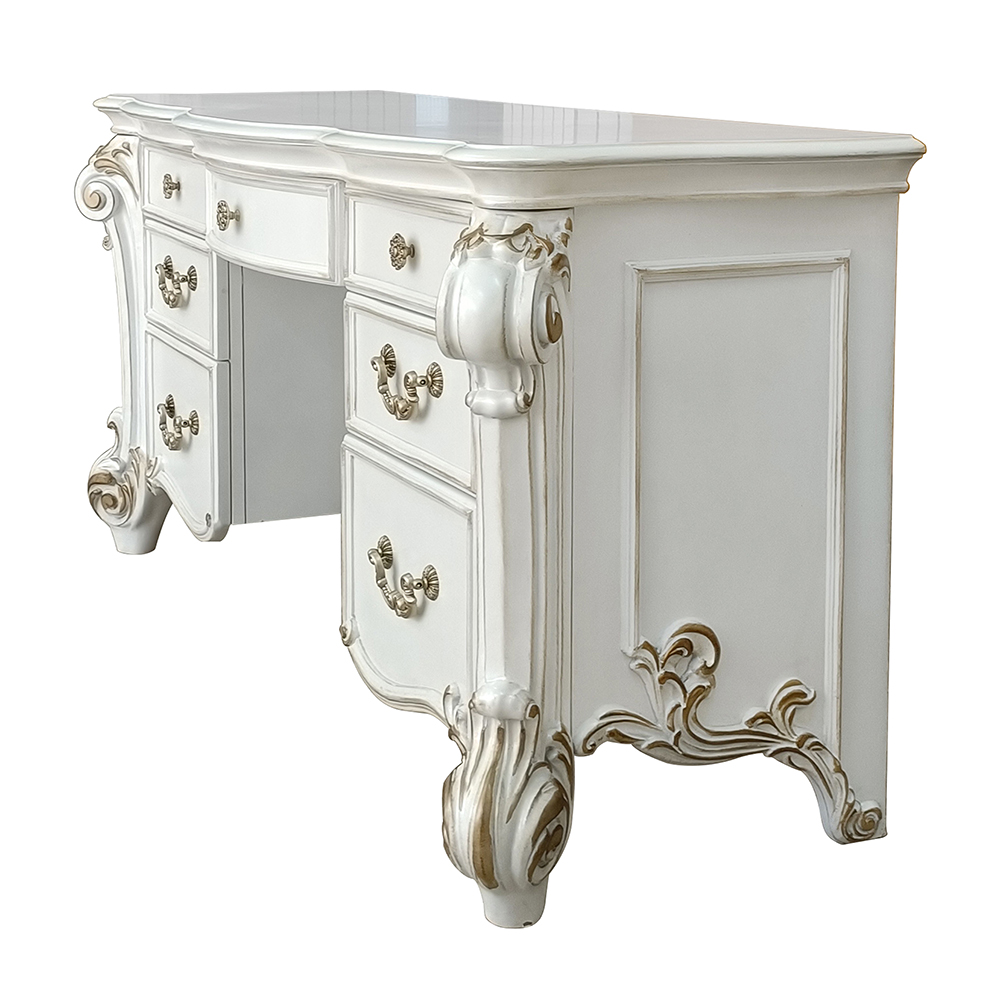 ACME Vendome Vanity Desk - Beige/Antique Silver