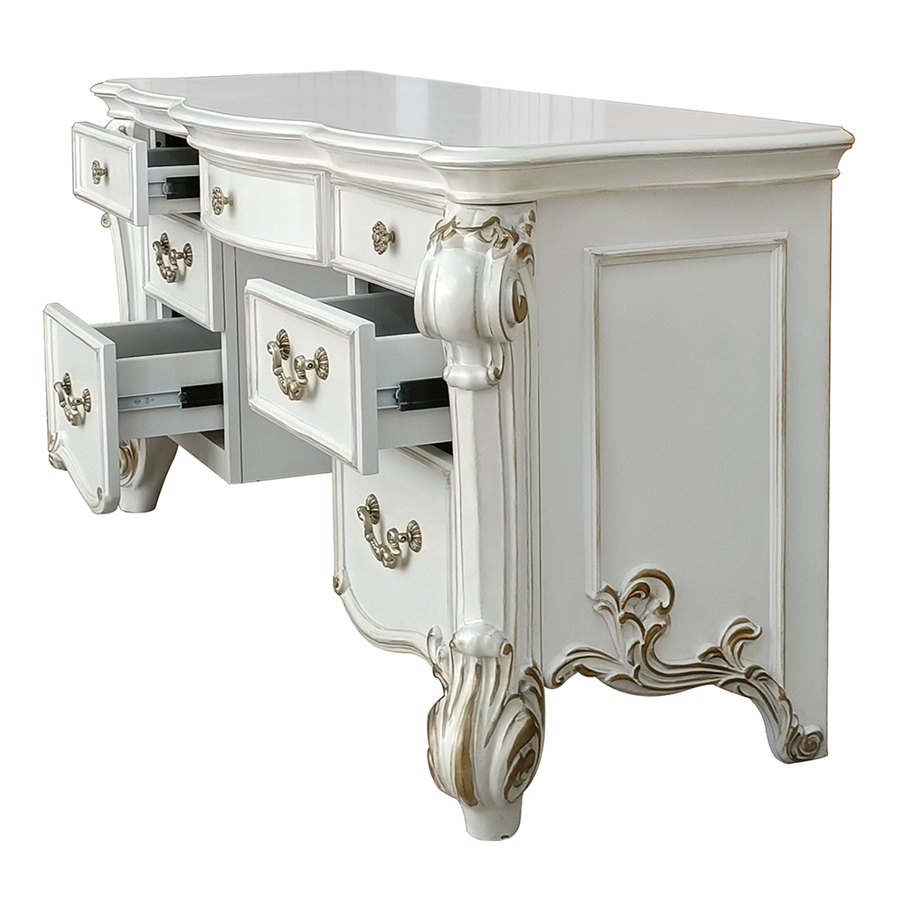 ACME Vendome Vanity Desk - Beige/Antique Silver