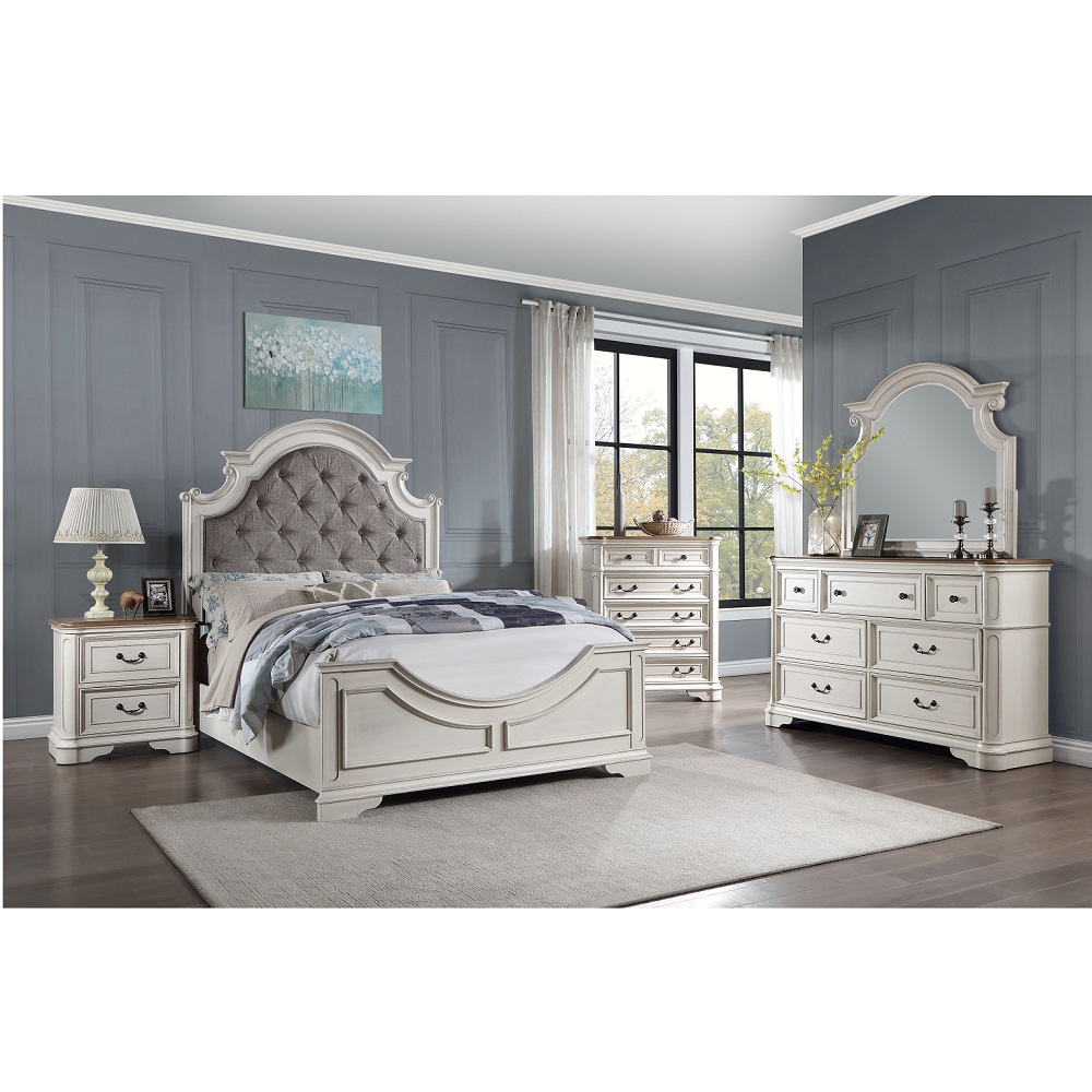 ACME Florian EK Bed - Gray Antique White