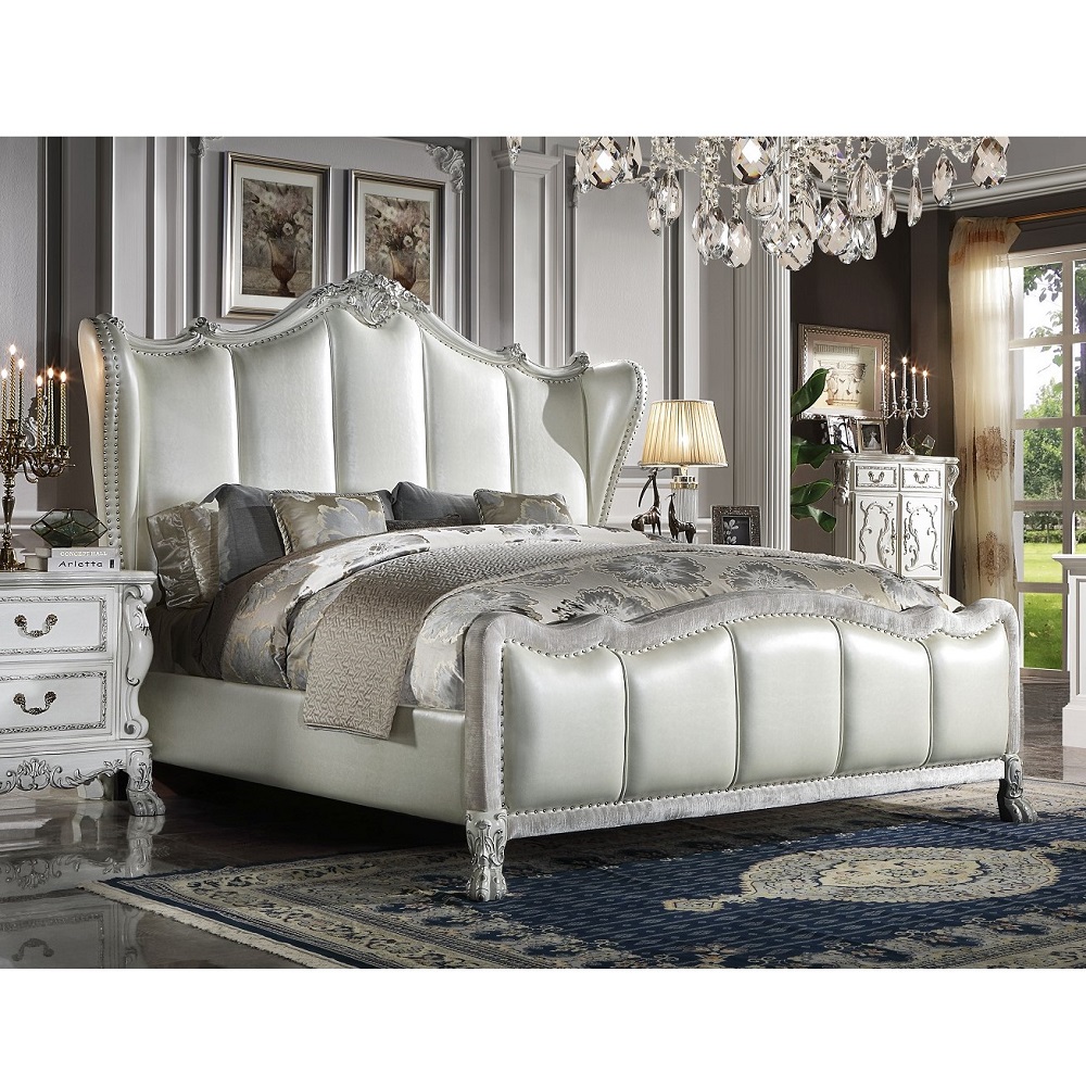 ACME - Dresden II Pearl White/Gold Patina Bed