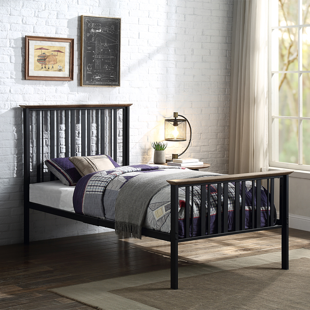 ACME Zudora Twin Bed - Antique Oak/Black