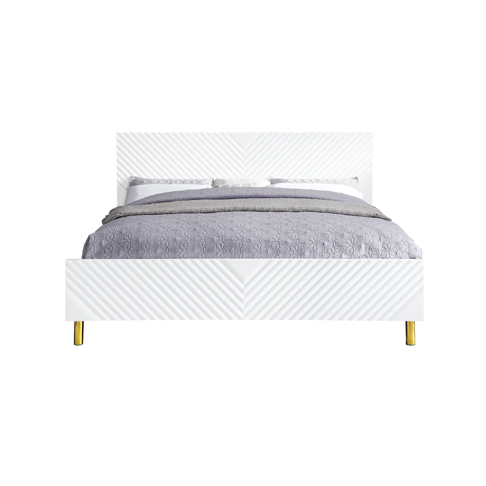 ACME Gaines CK Bed - White High Gloss