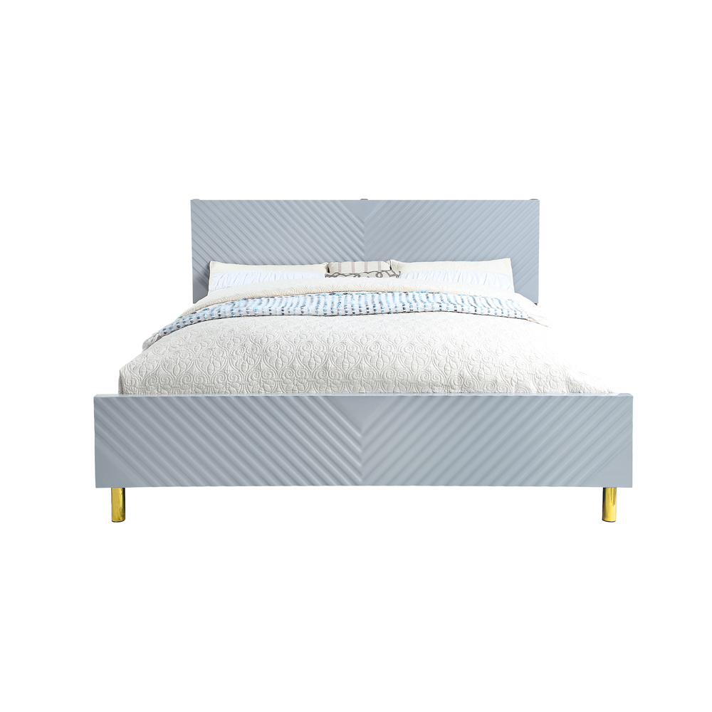 ACME Gaines CK Bed - Gray High Gloss