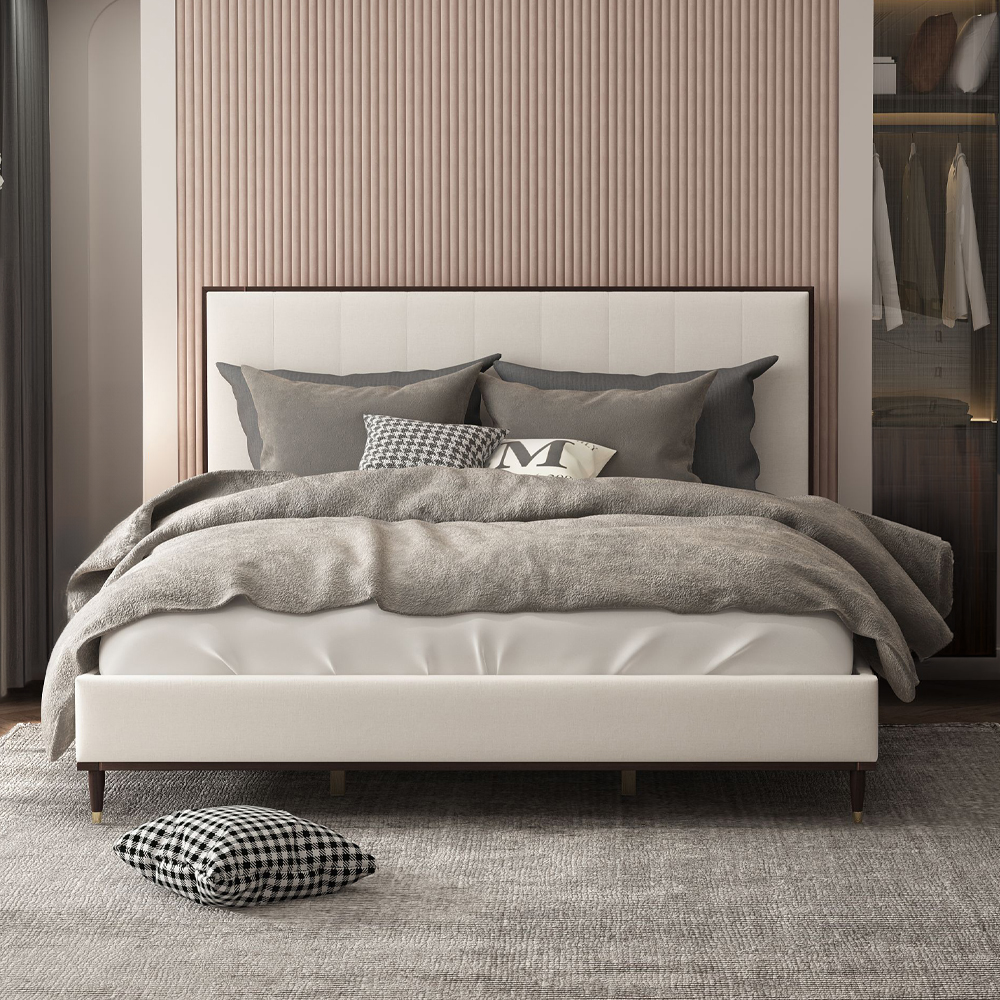 ACME Carena EK Bed - Light Gray White/Brown