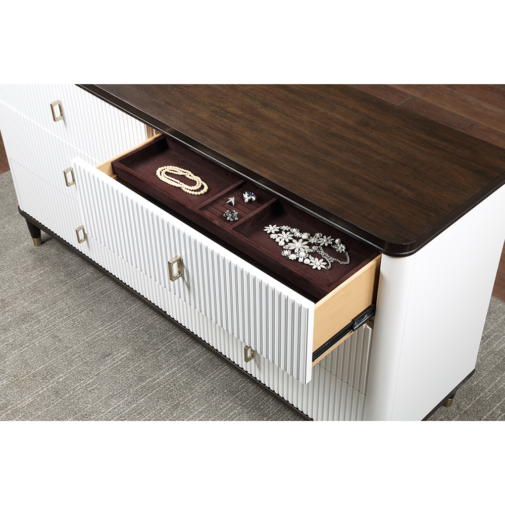 ACME - Carena Dresser with Jewelry Tray in White/Brown