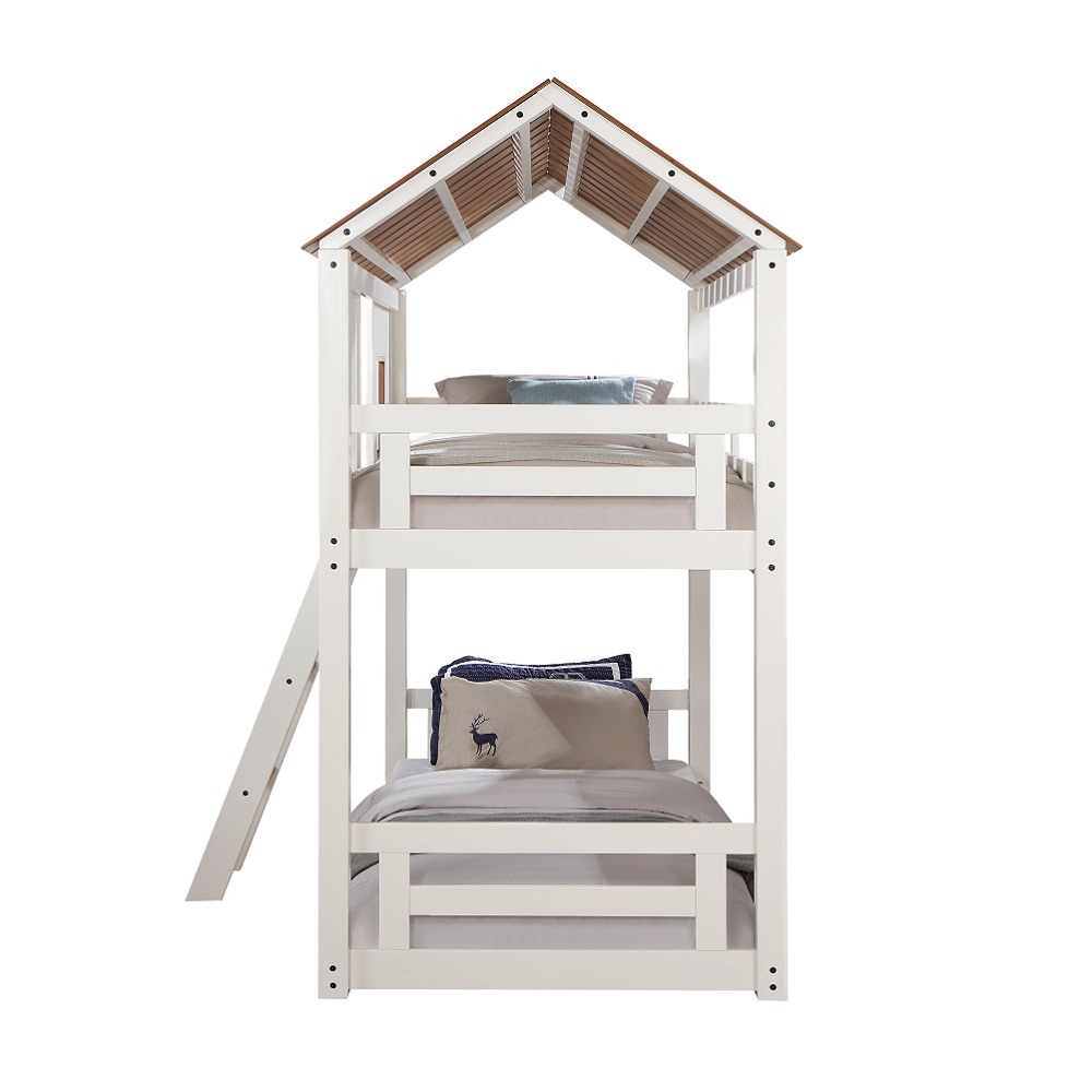 ACME - Inara Twin/Twin Bunk Bed in White/Rustic Oak