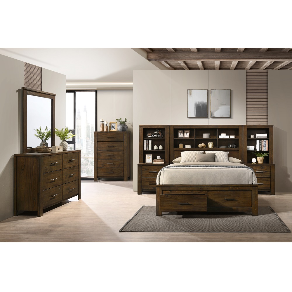 ACME Merrilee II EK Bed with Storage - Oak