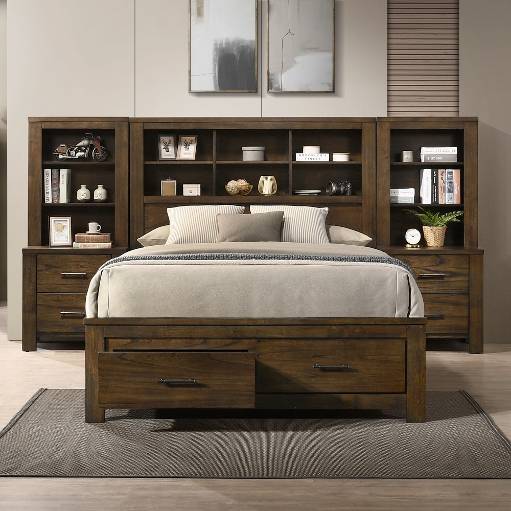 ACME Merrilee II EK Bed with Storage - Oak