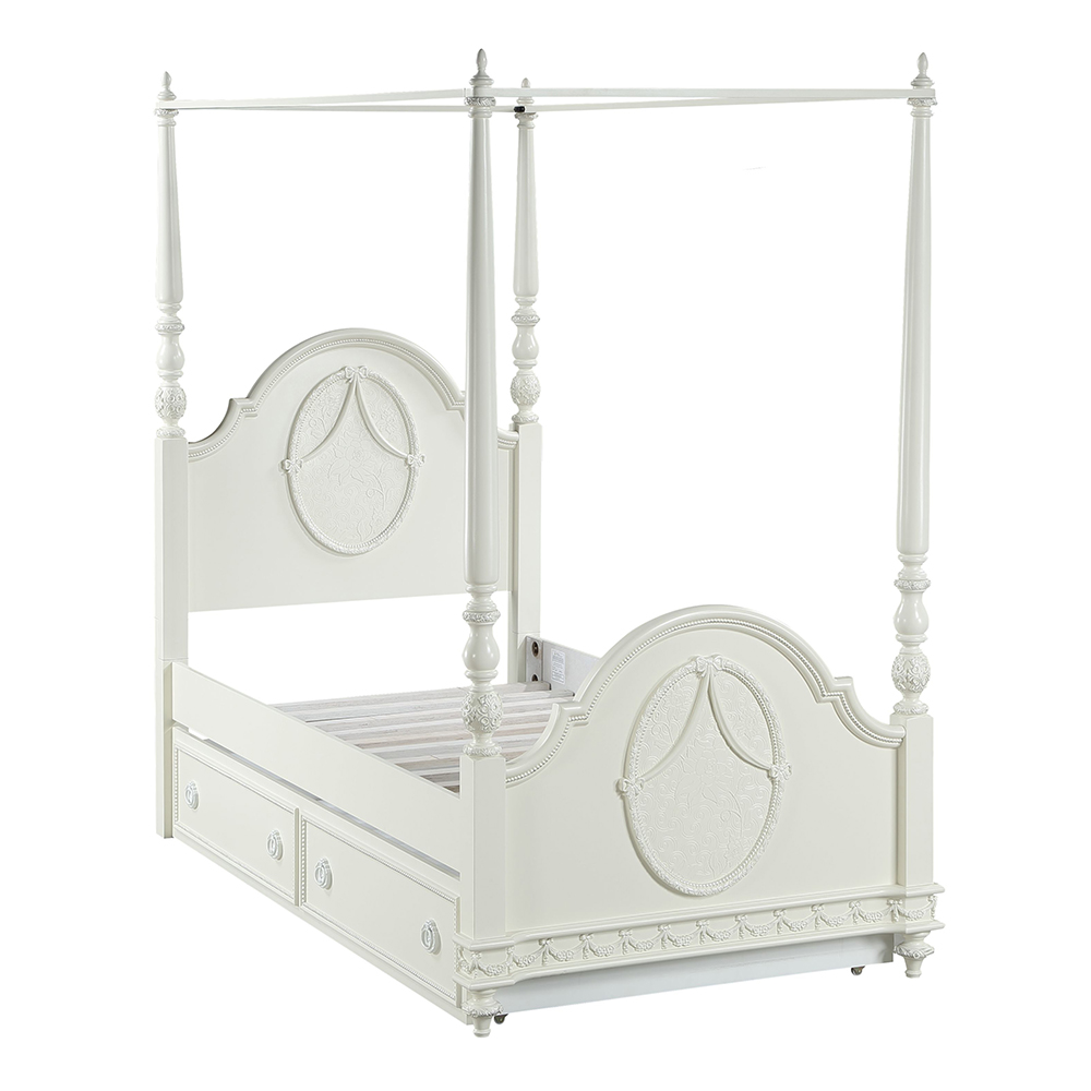 ACME - Dorothy Twin Post Bed in Ivory