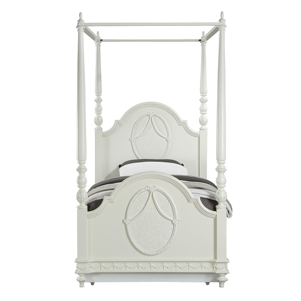 ACME - Dorothy Twin Post Bed in Ivory