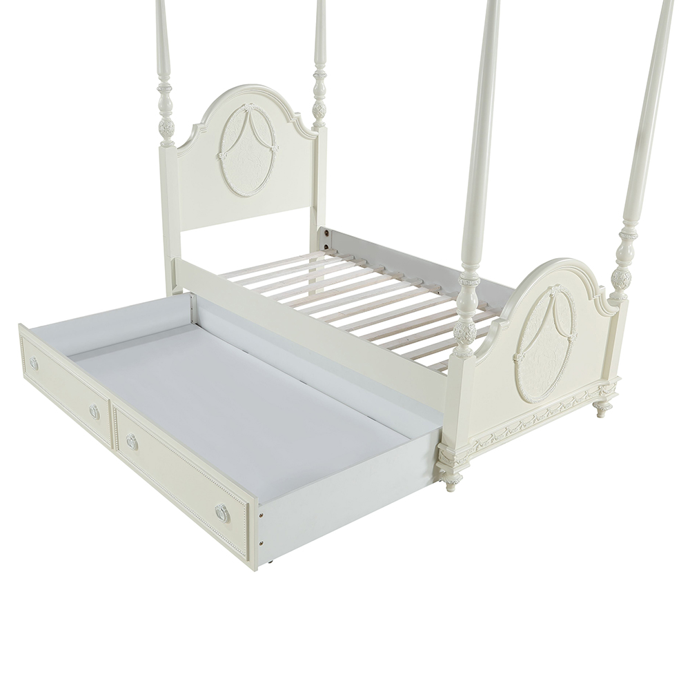 ACME - Dorothy Twin Post Bed in Ivory