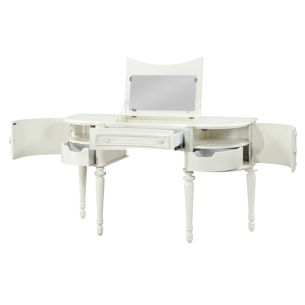 ACME - Dorothy Vanity Desk & Mirror in Ivory