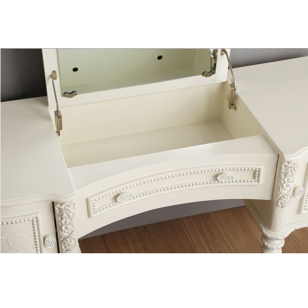 ACME - Dorothy Vanity Desk & Mirror in Ivory