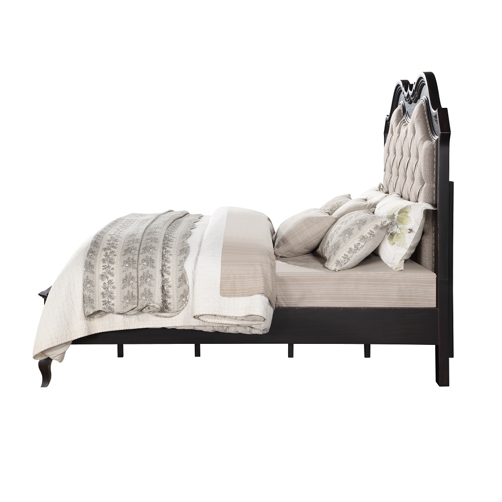 ACME Chelmsford CK Bed - Beige Antique Black