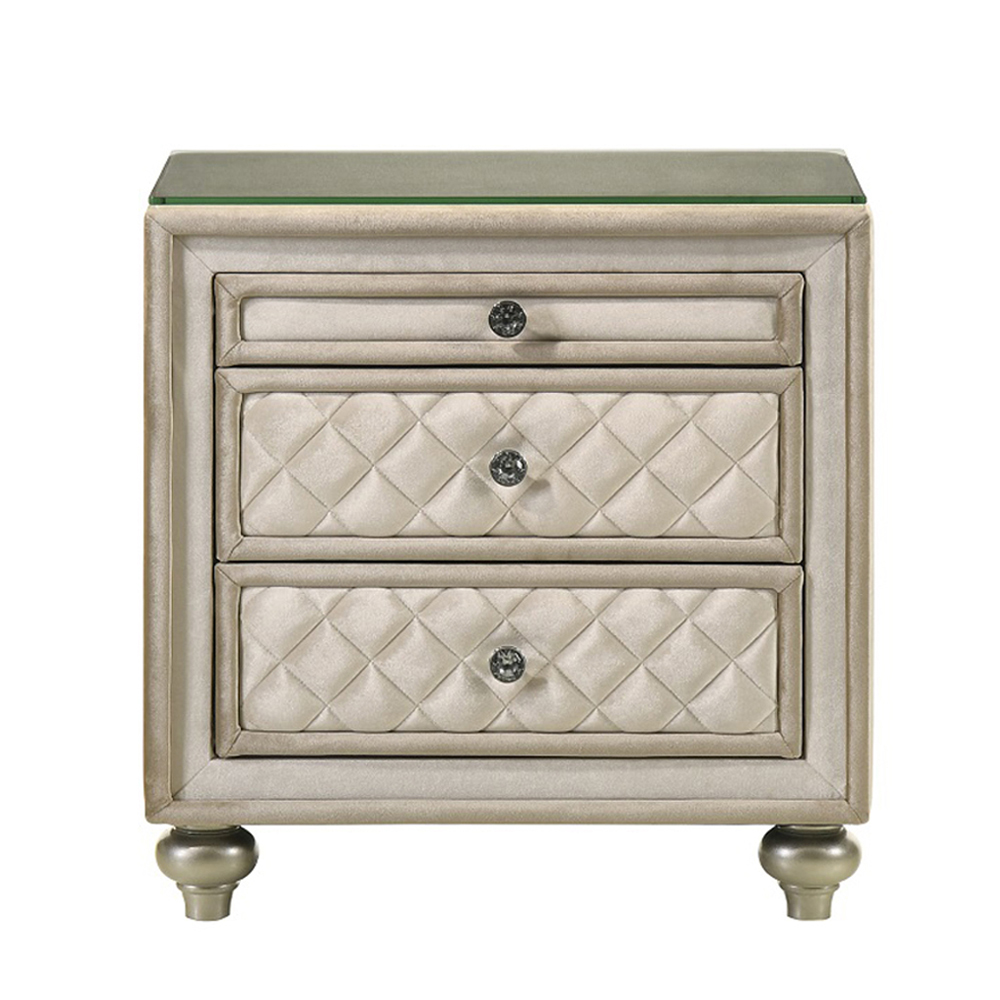 ACME - Lucienne Nightstand in Beige Velvet