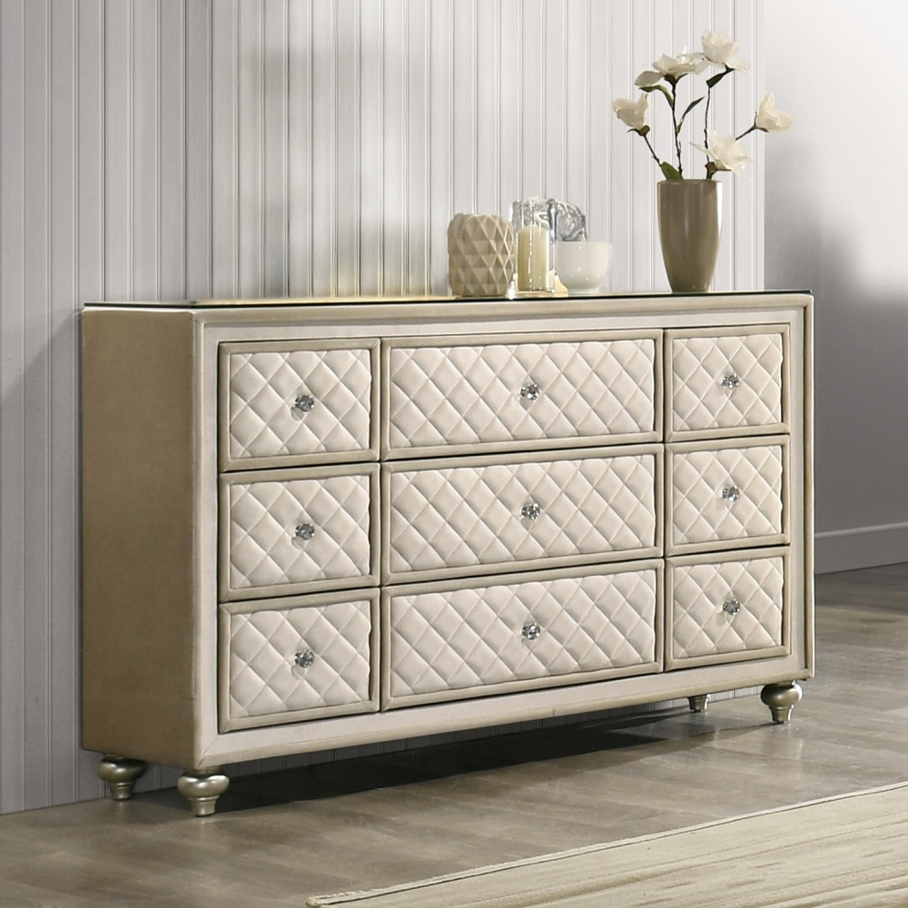 ACME - Lucienne Dresser in Beige Velvet