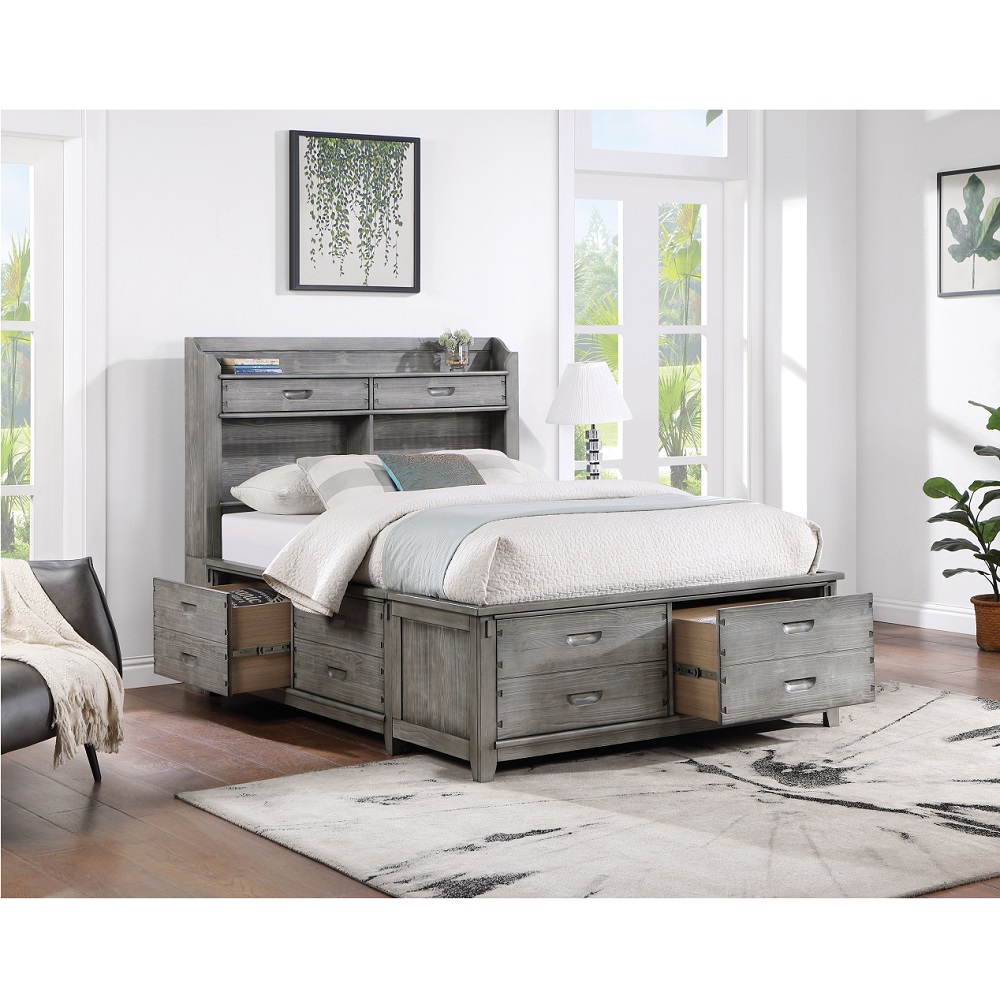 ACME - Veda Full Bed with Storage in Gray