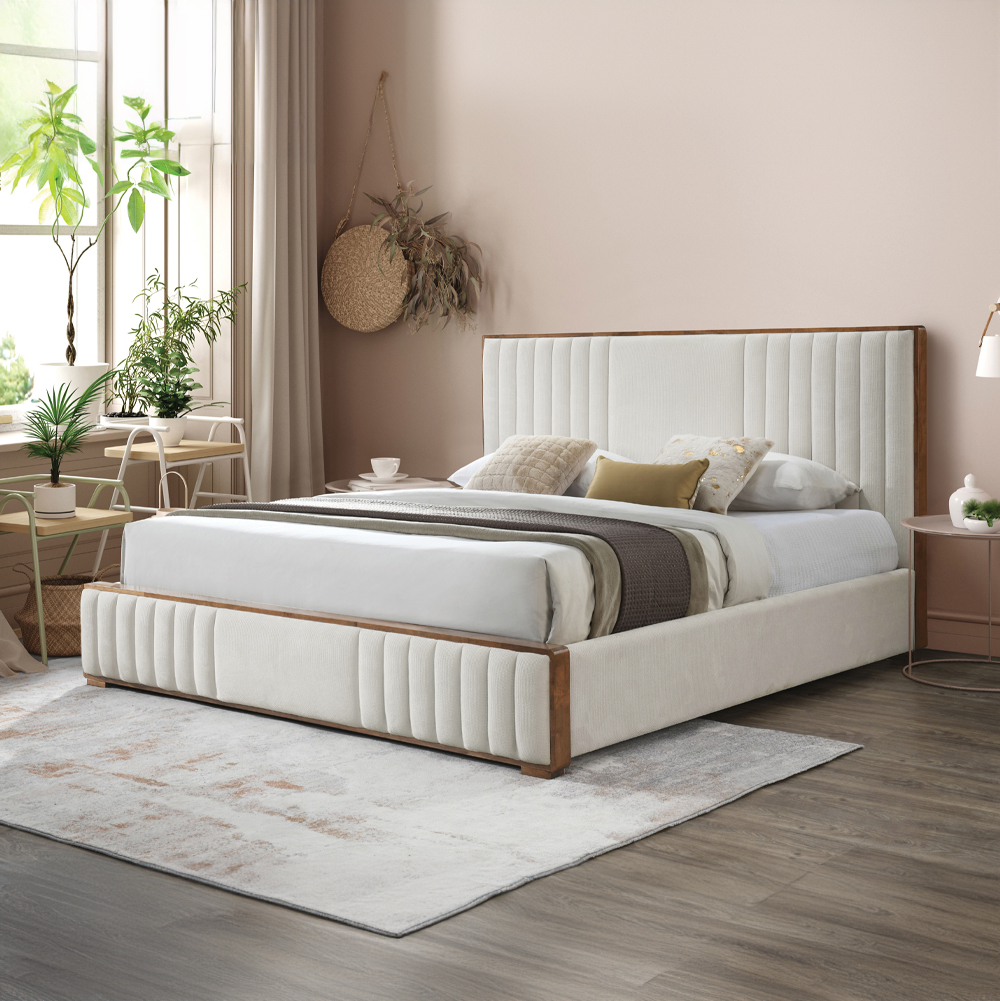 ACME Kaleea EK Bed - Beige Chenille/Walnut