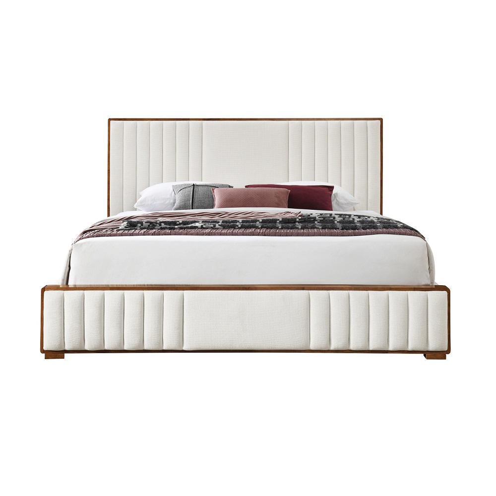 ACME Kaleea Queen Bed - Beige Chenille/Walnut