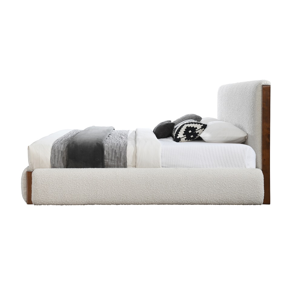 ACME Sandro EK Bed - White Boucle/Walnut