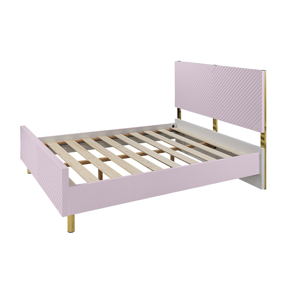 ACME - Gaines Full Bed in Pink High Gloss