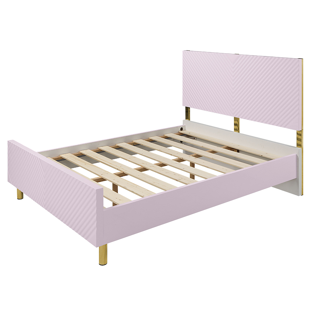 ACME - Gaines Full Bed in Pink High Gloss