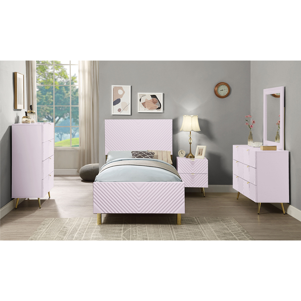 ACME - Gaines Full Bed in Pink High Gloss