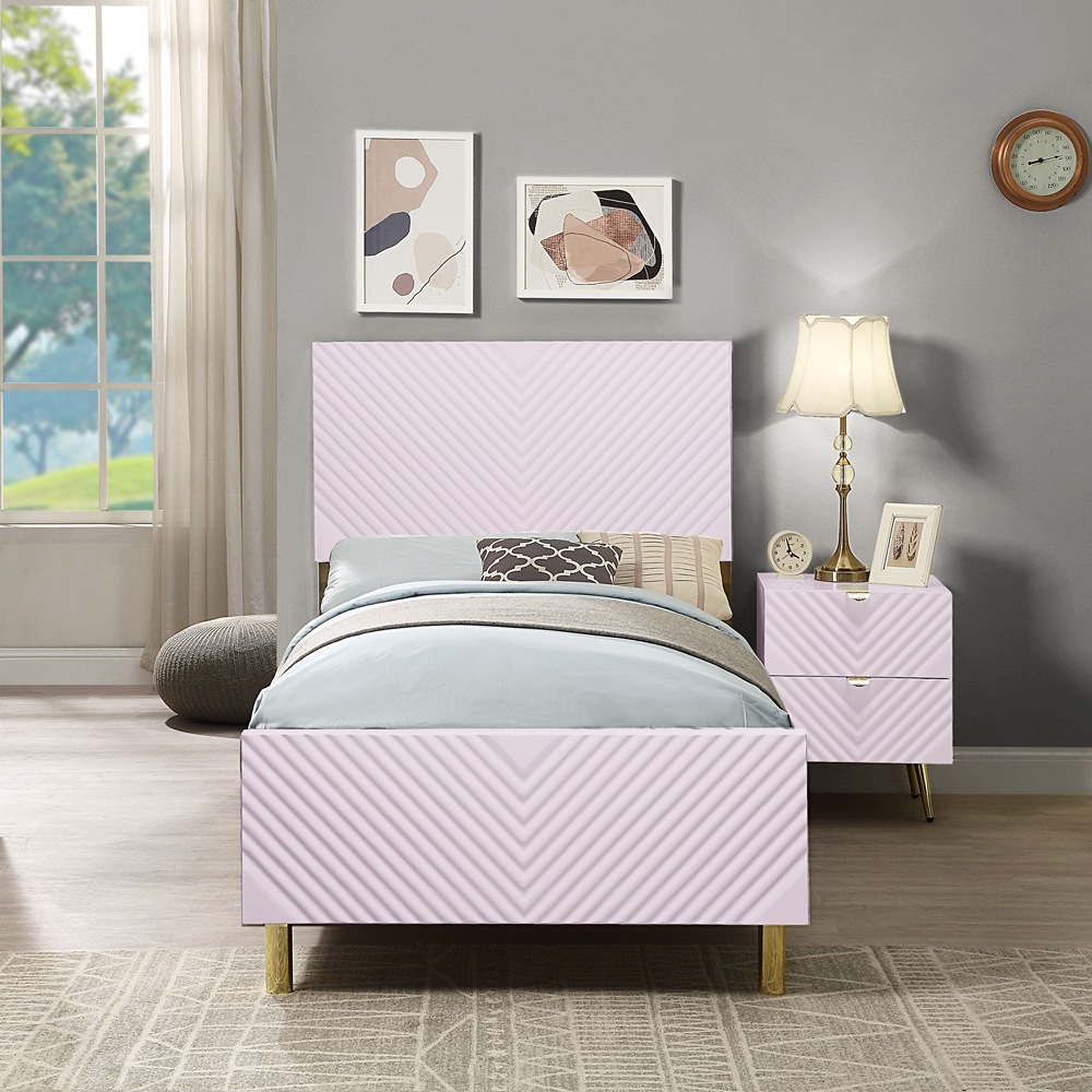 ACME - Gaines Full Bed in Pink High Gloss