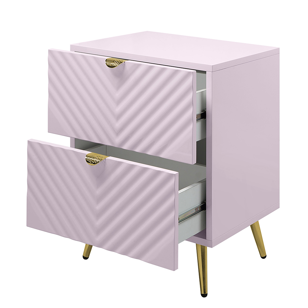 ACME Gaines Nightstand - Pink High Gloss